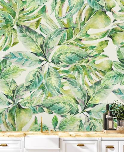 Mural de pared Hojas verdes grandes 