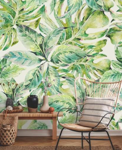 Decorazione murale con grandi foglie verdi Decorazione murale con grandi foglie verdi