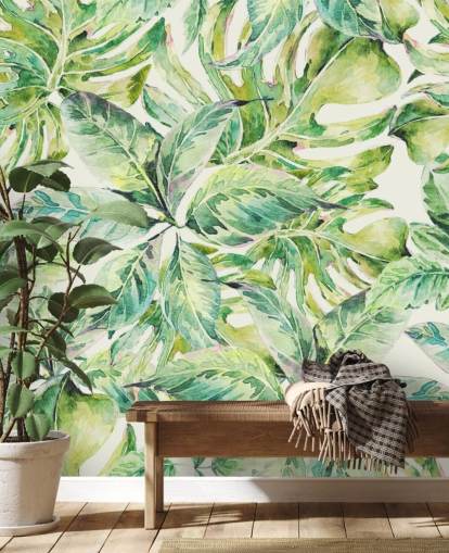 Mural de pared Hojas verdes grandes 