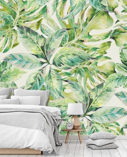 Large Green Leaves Wall Mural 