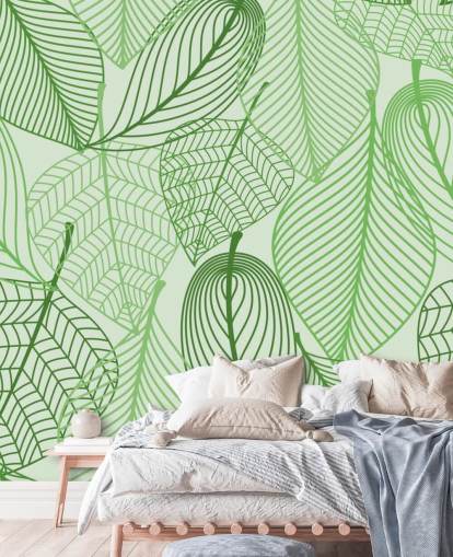 papier peint mural à feuilles vertes appelé Green Leaves pour les chambres, les salles de bain et les cuisines papier peint mural à feuilles vertes appelé Green Leaves pour les chambres, les salles de bain et les cuisines