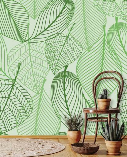 mural de papel pintado de hojas verdes llamado Hojas verdes para dormitorios, baños y cocinas mural de papel pintado de hojas verdes llamado Hojas verdes para dormitorios, baños y cocinas
