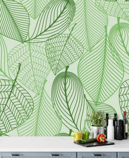Wandbild mit grünen Blättern namens Green Leaves für Schlafzimmer, Badezimmer und Küchen