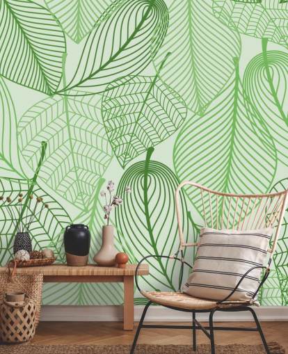 Wandbild mit grünen Blättern namens Green Leaves für Schlafzimmer, Badezimmer und Küchen