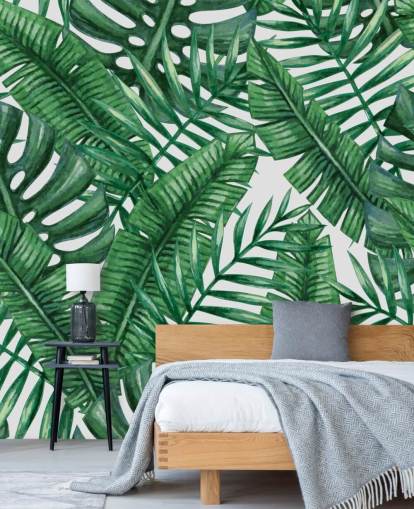 Papel pintado Palmeras tropicales en acuarela