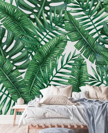 Watercolour Tropical Palms Wallpaper