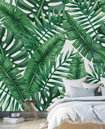 Watercolour Tropical Palms Wallpaper