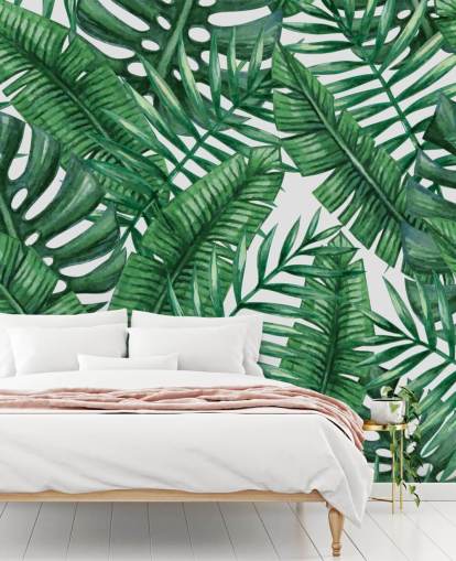 Watercolour Tropical Palms Wallpaper