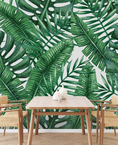 Watercolour Tropical Palms Wallpaper