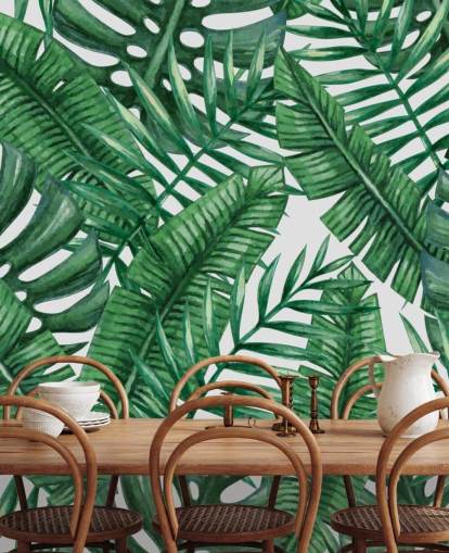 Watercolour Tropical Palms Wallpaper