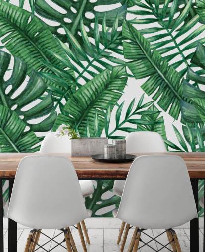 Watercolour Tropical Palms Wallpaper