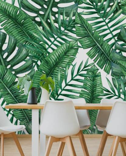 Watercolour Tropical Palms Wallpaper