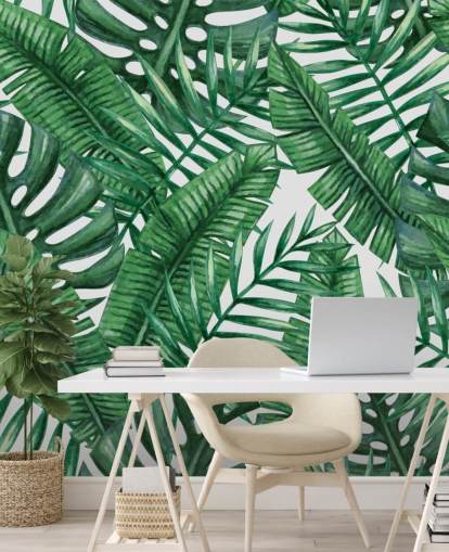 Watercolour Tropical Palms Wallpaper