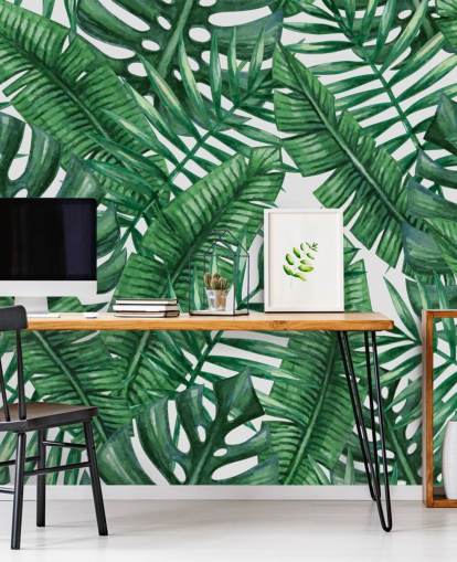 Papel de Parede Aquarela Tropical Palms