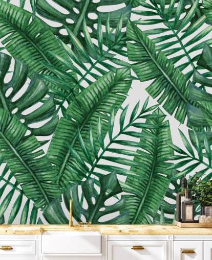 Watercolour Tropical Palms Wallpaper Watercolour Tropical Palms Wallpaper