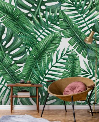 Watercolour Tropical Palms Wallpaper