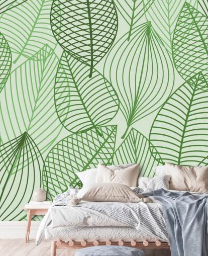 Wandbild mit grünen Blättern namens Green Autumnal Leaves für Badezimmer, Schlafzimmer und Büros Wandbild mit grünen Blättern namens Green Autumnal Leaves für Badezimmer, Schlafzimmer und Büros