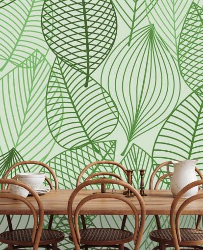 Wandbild mit grünen Blättern namens Green Autumnal Leaves für Badezimmer, Schlafzimmer und Büros