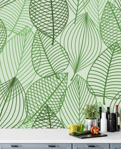 Wandbild mit grünen Blättern namens Green Autumnal Leaves für Badezimmer, Schlafzimmer und Büros