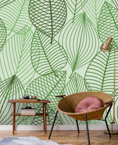 Wandbild mit grünen Blättern namens Green Autumnal Leaves für Badezimmer, Schlafzimmer und Büros