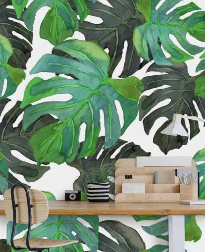 Dark and Light Green Tropical Palm Leaf Wallpaper Dark and Light Green Tropical Palm Leaf Wallpaper