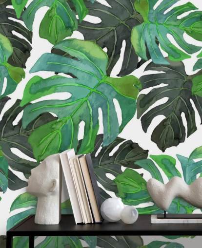 Dark and Light Green Tropical Palm Leaf Wallpaper Dark and Light Green Tropical Palm Leaf Wallpaper