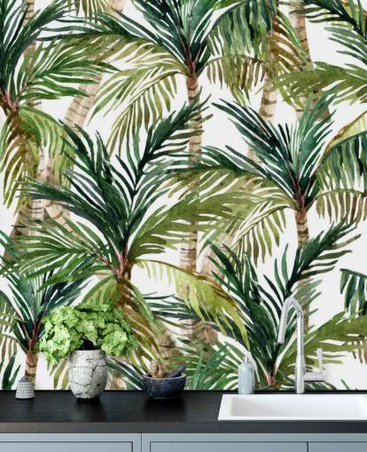 Papier Peint Palmiers Peints