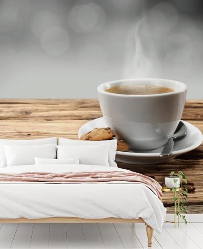 Hot Coffee Biscuit and Spilled Coffee Beans Wallpaper