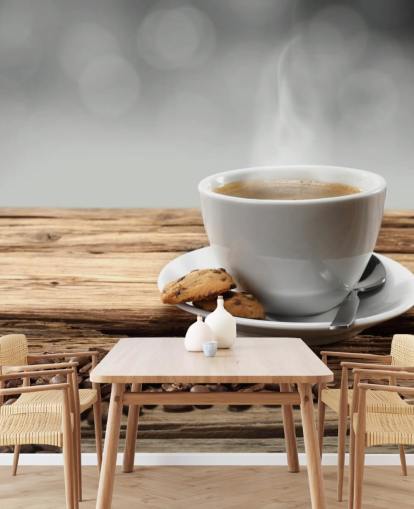 Hot Kaffe Kiks og spildte kaffebønner Baggrund