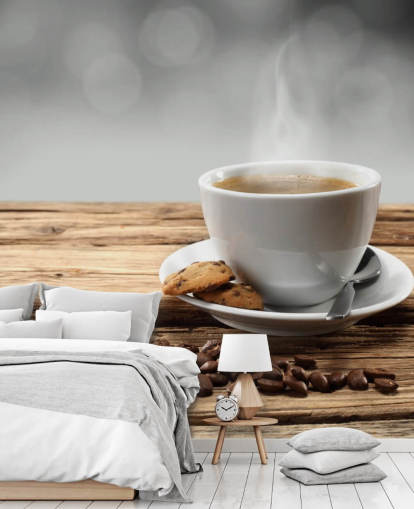 Varmt kaffe kex och spillda kaffebönor Bakgrund