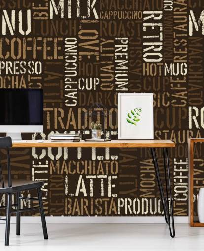 Fondo de pantalla de montaje de nombres de café marrón y blanco Fondo de pantalla de montaje de nombres de café marrón y blanco