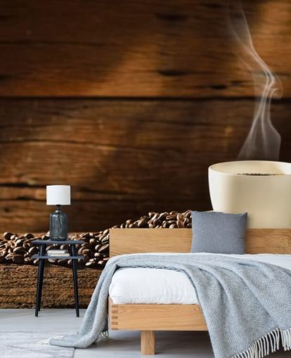 Papel de parede quente de café e grãos de café derramados