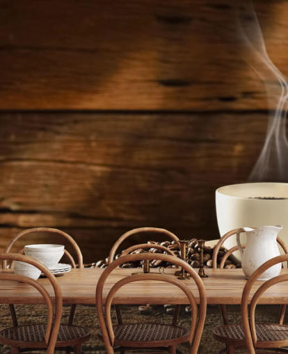 Hot Cup of Coffee and Spilled Coffee Beans Wallpaper