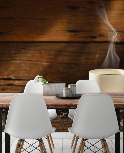 Papel de parede quente de café e grãos de café derramados