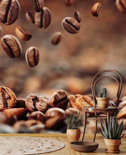Falling Coffee Beans Wall Mural Falling Coffee Beans Wall Mural