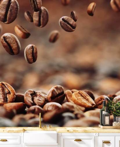 Falling Coffee Beans Muurschildering