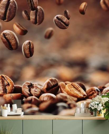 Faldende kaffebønner vægmaleri