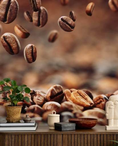 Faldende kaffebønner vægmaleri