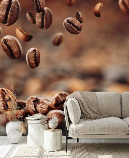 Falling Coffee Beans Muurschildering