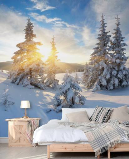 besneeuwd landschap behang