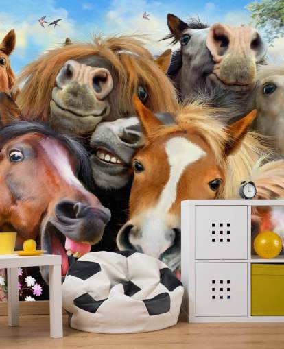 cavalos engraçados fazendo um papel de parede de selfie cavalos engraçados fazendo um papel de parede de selfie