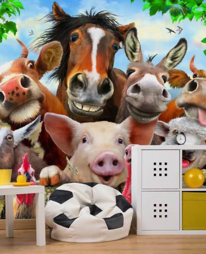 Papel de parede fofinho de animais de fazenda