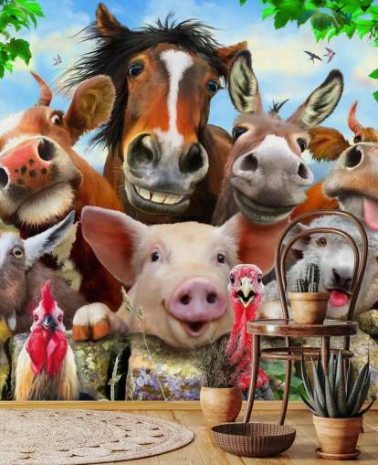 Papel de parede fofinho de animais de fazenda