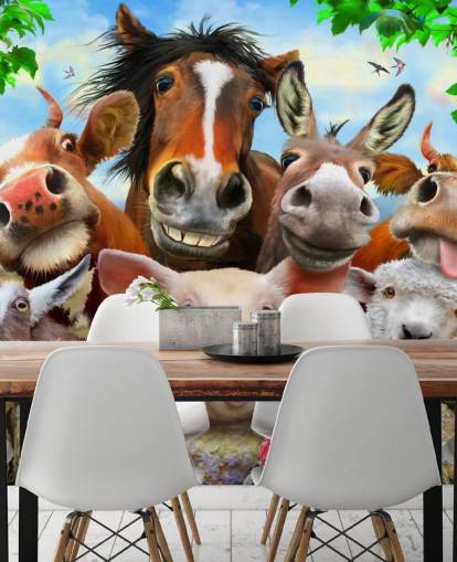 Papel de parede fofinho de animais de fazenda