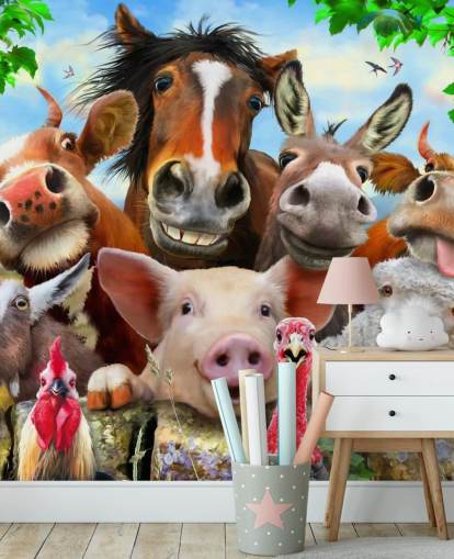 Papel de parede fofinho de animais de fazenda