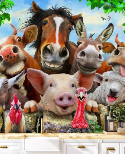 Lindo y divertido fondo de pantalla de animales de granja