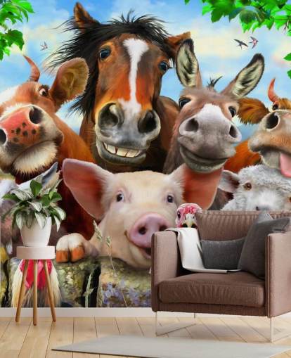 Papel de parede fofinho de animais de fazenda Papel de parede fofinho de animais de fazenda