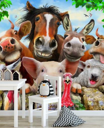 Papel de parede fofinho de animais de fazenda