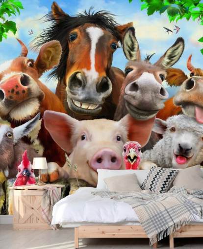 Papel de parede fofinho de animais de fazenda