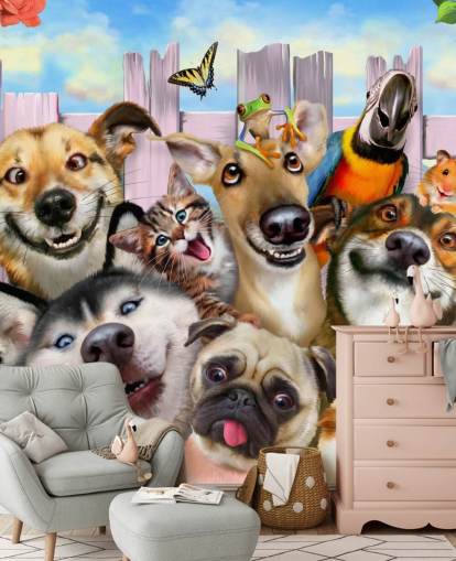 Carta da parati selfie con animali domestici carini